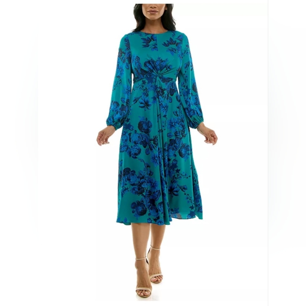 Maison Tara Knot Waist Fit & Flare Women's Dress